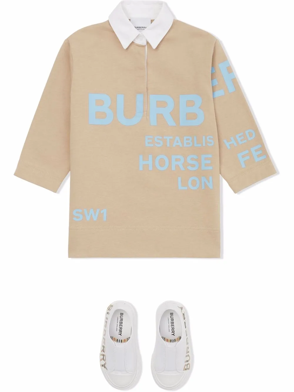 Shop Burberry Horseferry-print Cotton Dress In Neutrals