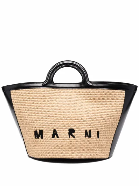 marni logo刺绣手提包