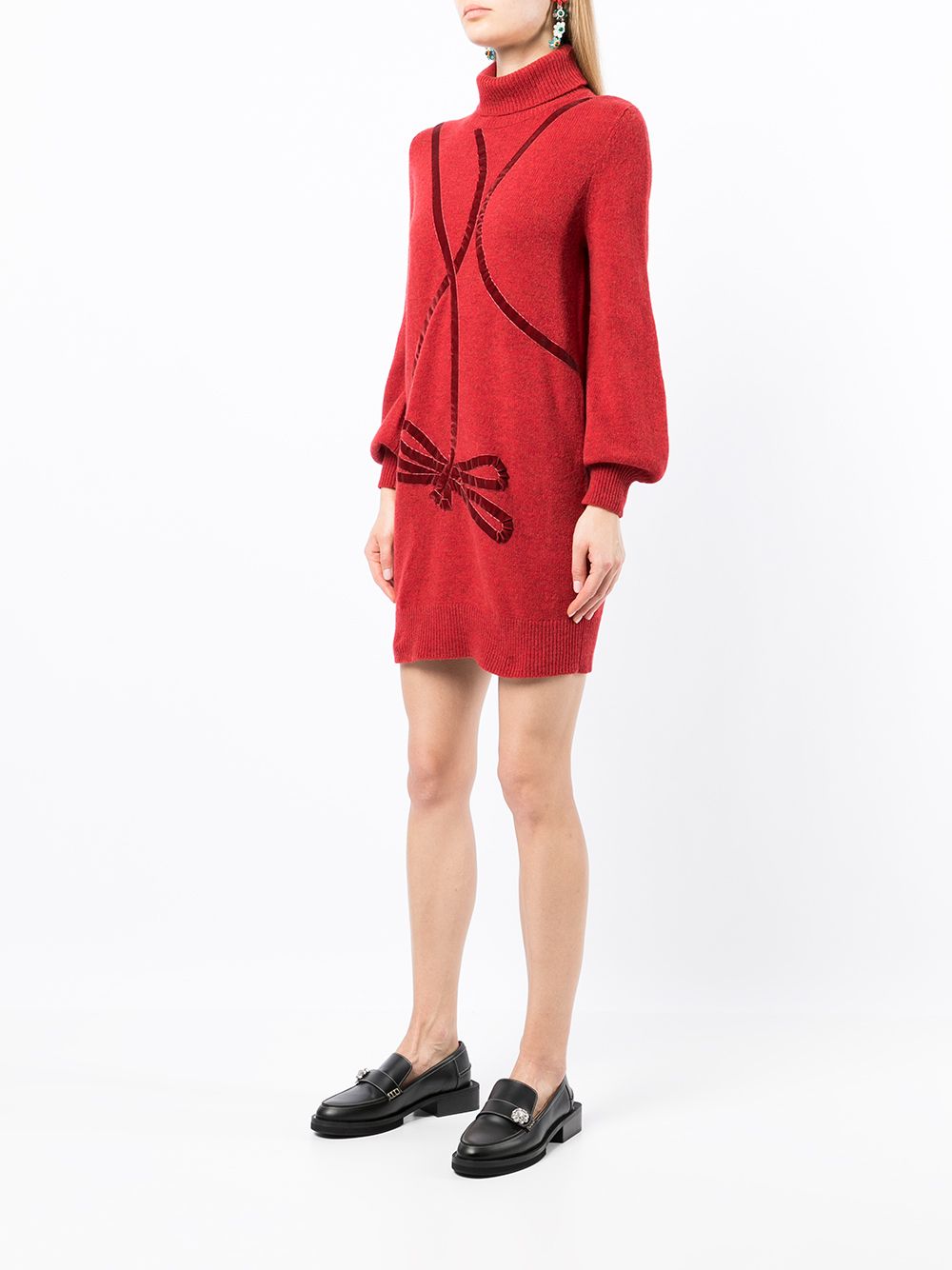 Shop Onefifteen Bow Detail Knitted Mini Dress In Red