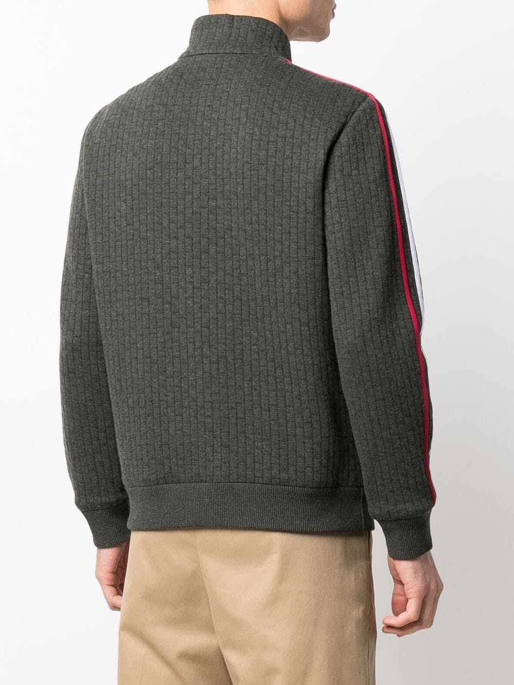 Shop Giorgio Armani Logo-embroidered Zip-up Knitted Jumper In Green