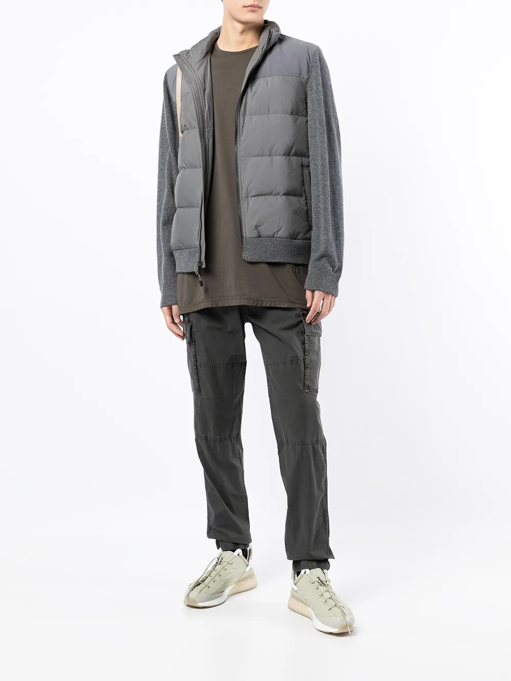 Shop James Perse Mixed-media Down-padded Jacket In Grau