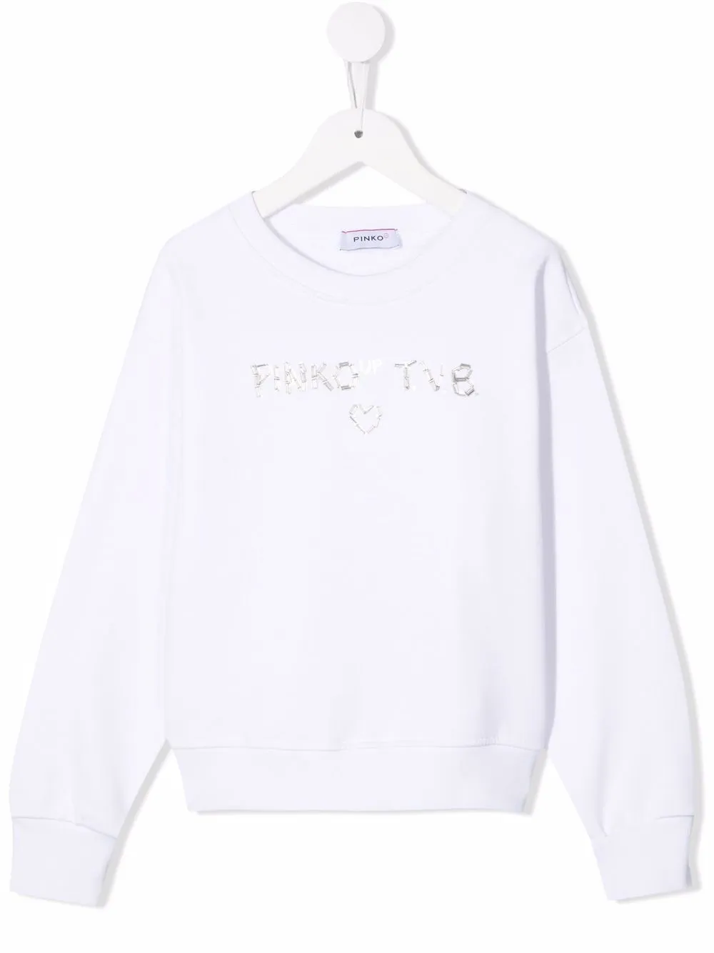 

Pinko Kids slogan-print cotton sweatshirt - White