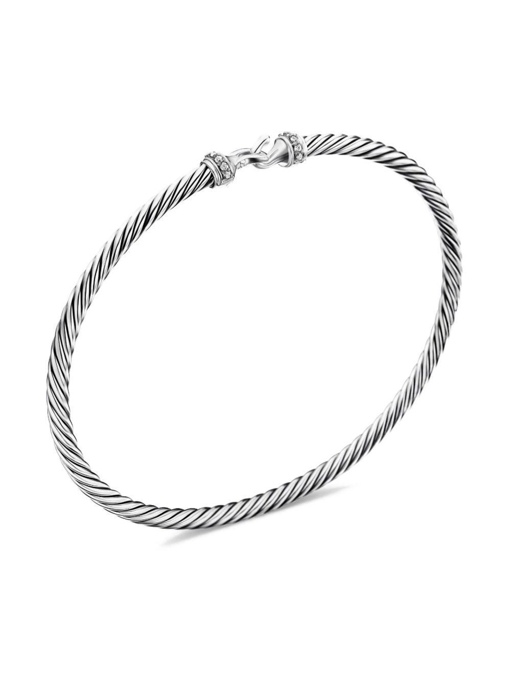 David Yurman sterling silver Buckle Classic Cable diamond bracelet (3mm)