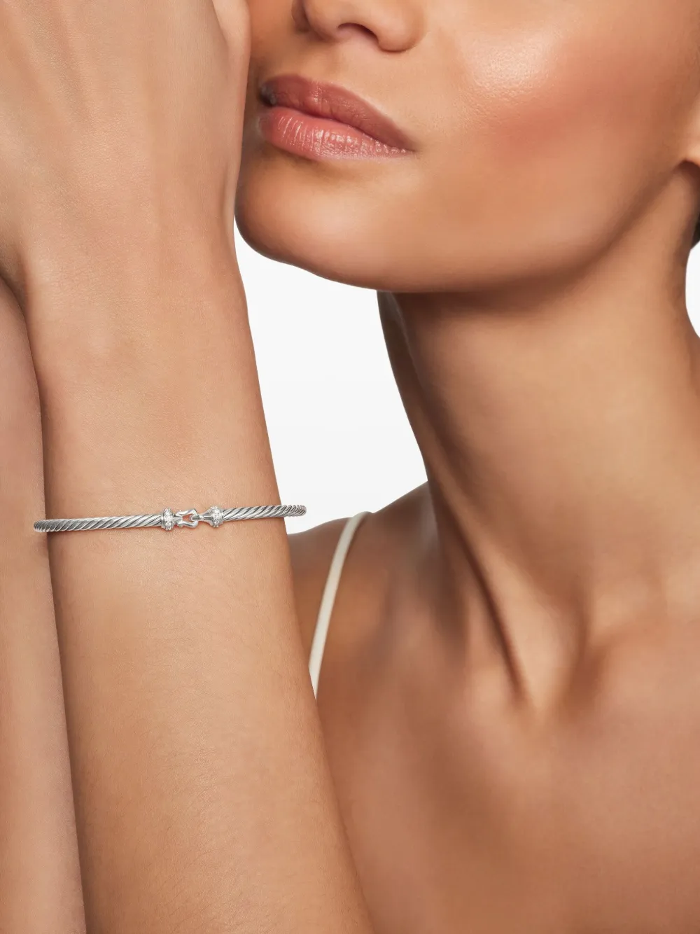  David Yurman Buckle Classic Cable Armband Aus Sterlingsilber Mit Diamant 3mm 