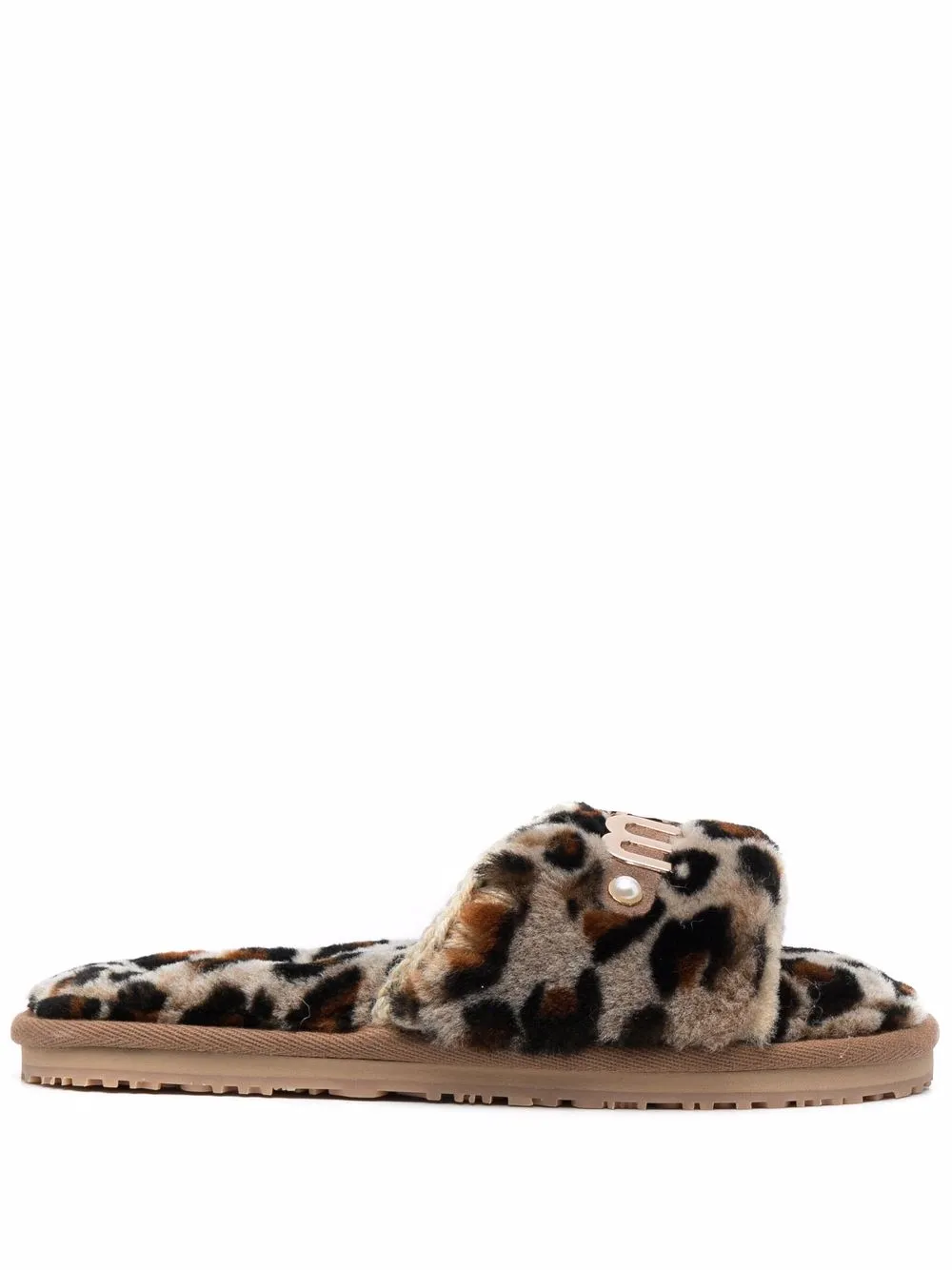 

Mou leopard print logo slippers - Brown