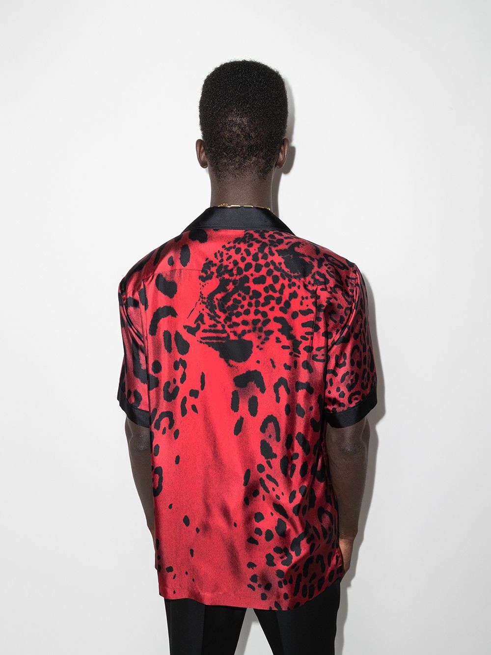 фото Dolce & gabbana шелковая рубашка с леопардовым принтом
