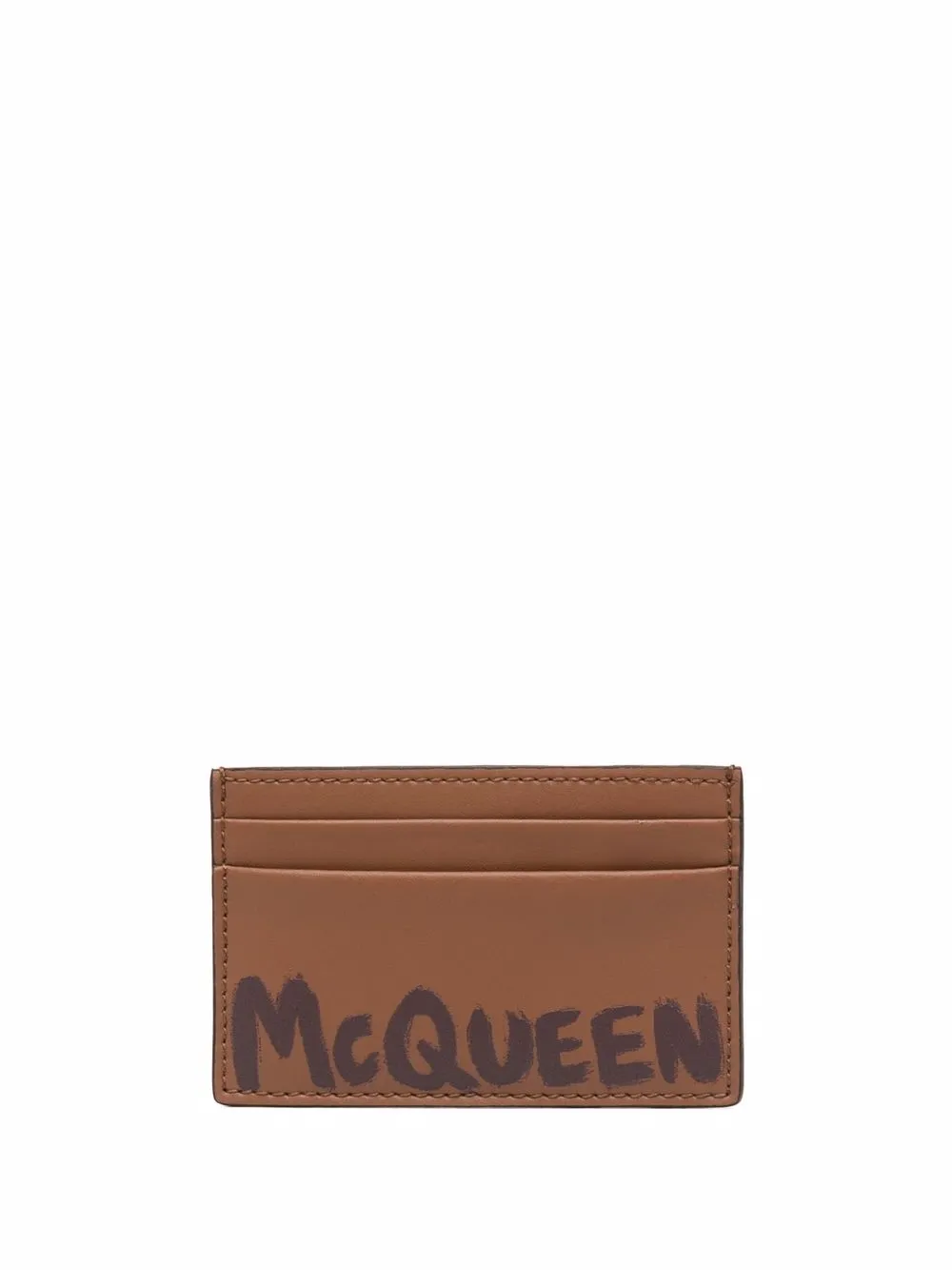 logo-print leather cardholder