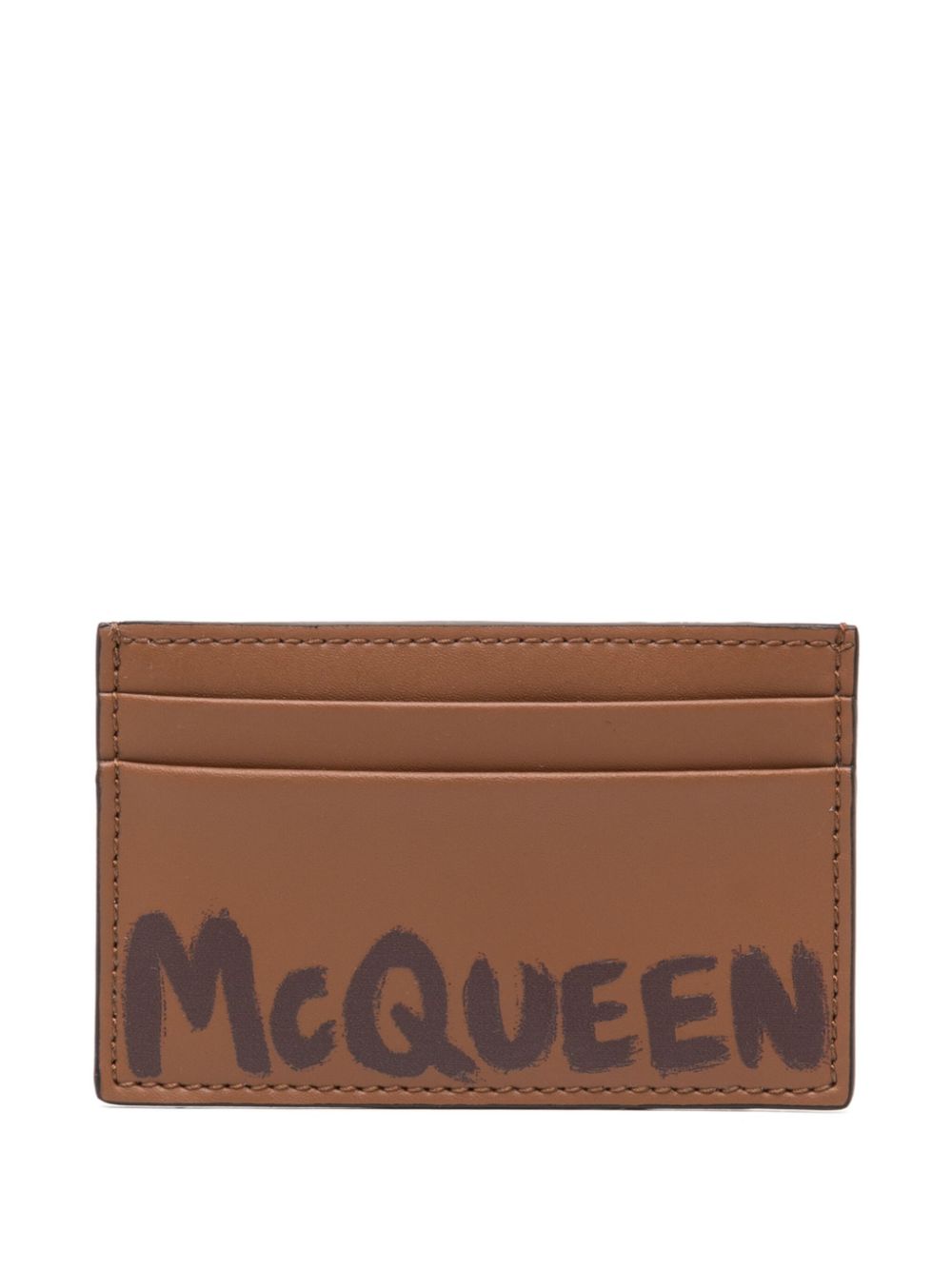 logo-print leather cardholder