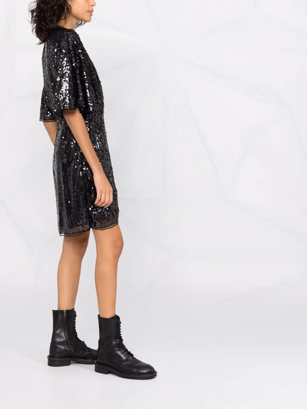 фото Pinko многослойное платье с короткими рукавами