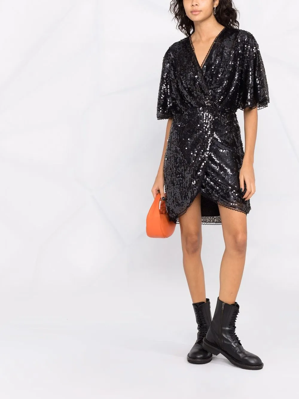 фото Pinko многослойное платье с короткими рукавами