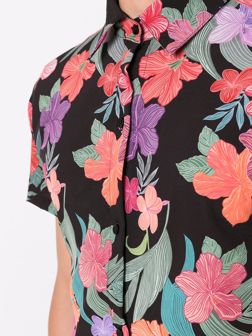 Shop Amir Slama Floral Print Shirt In Black