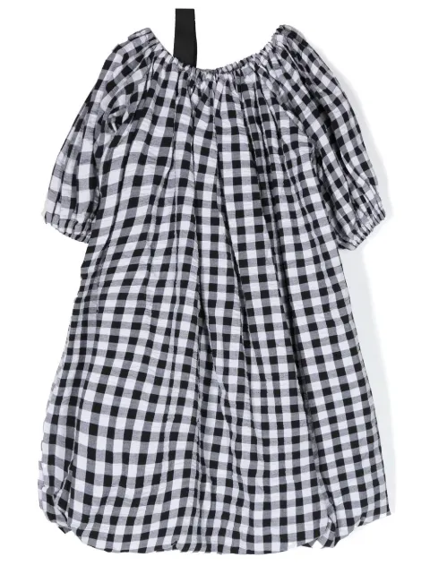 Andorine asymmetric check-pattern dress