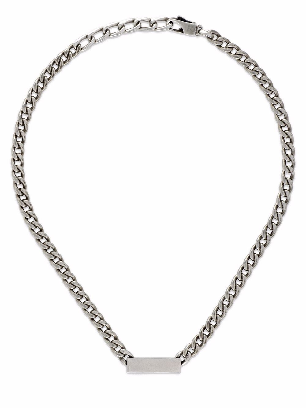 Shop Gucci Logo-plaque Gourmette-chain Necklace In Silver