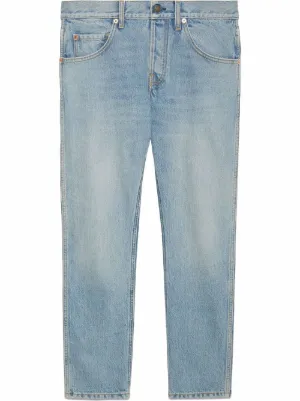 Gucci Gerade geschnittene Jeans aus Denim und Canvas mit Logomuster in Weiß  für Herren