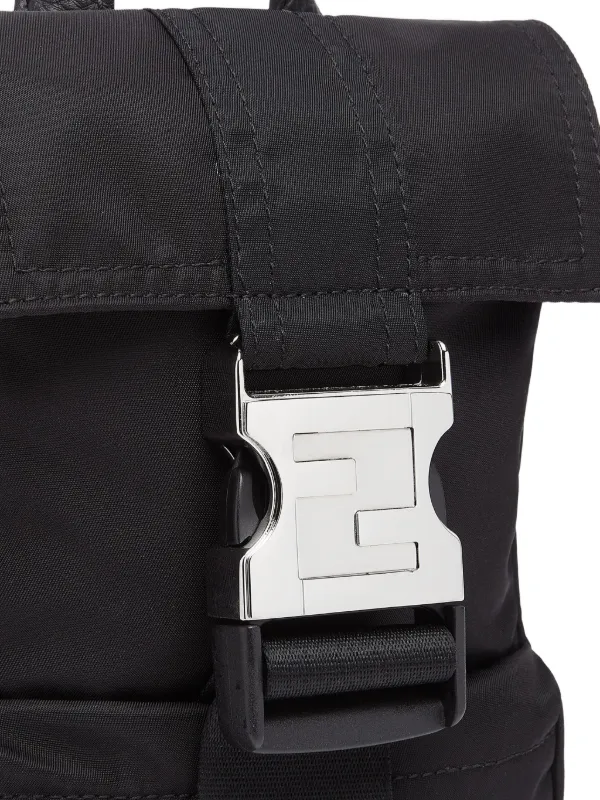 ☆関税込☆FENDI★Fendiness FF Fabric Small Backpack Black★ FENDI Fendiness Small Backpack | REVERSIBLE