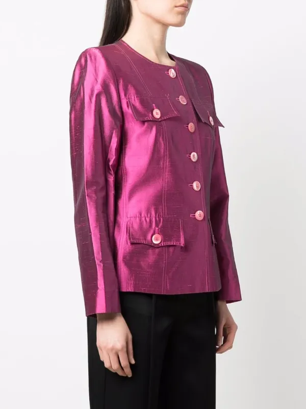 Saint Laurent Pre-Owned 2000s single-breasted Silk Jacket Pink FARFETCH  IN