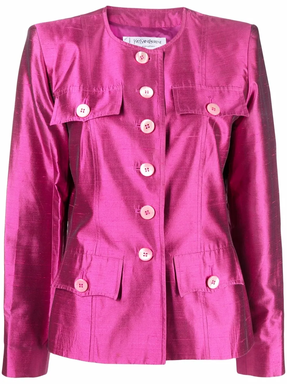 

Yves Saint Laurent Pre-Owned chamarra de seda con botones 2000 - Rosado