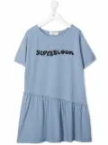 Andorine organic cotton slogan dress - Blue