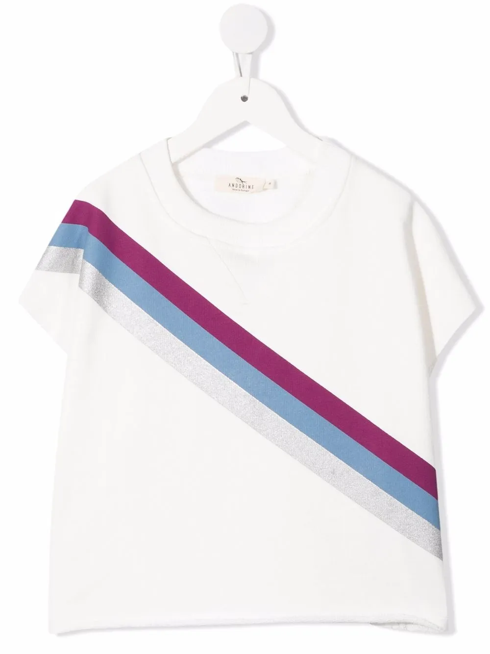 Andorine Kids' Striped Organic Cotton T-shirt In White