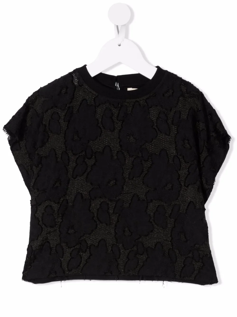 Andorine Kids' Floral Lace T-shirt In Black