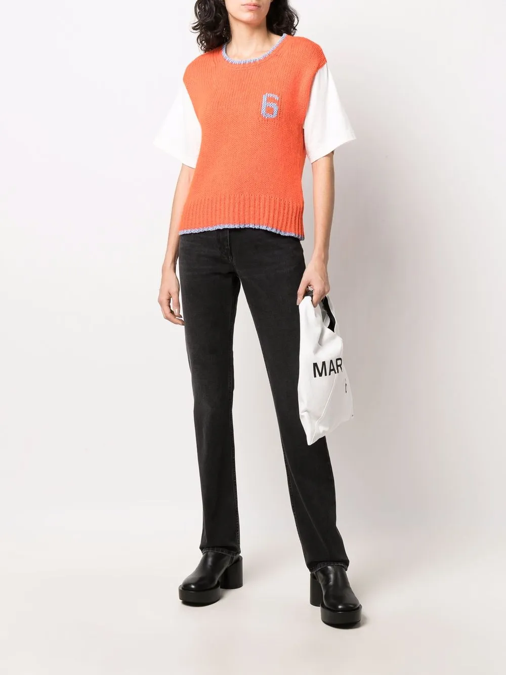 фото Mm6 maison margiela футболка-свитер с круглым вырезом