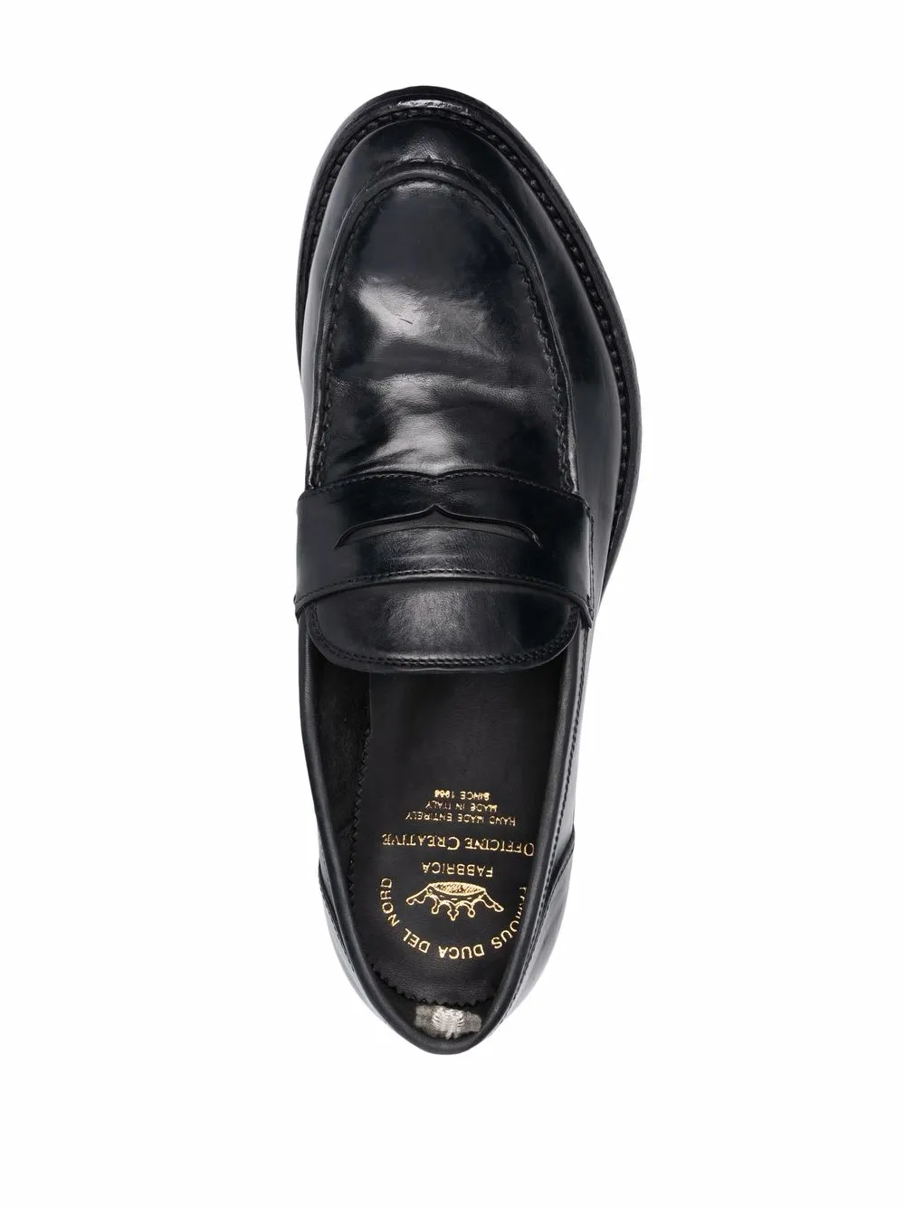 Officine Creative Anatomia Leather Penny Loafers In Black