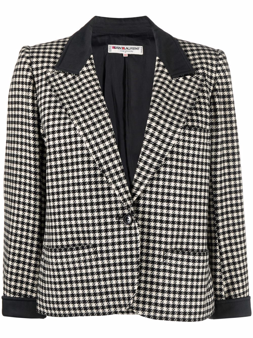 

Yves Saint Laurent Pre-Owned 2000s houndstooth-pattern single-breasted blazer - Black