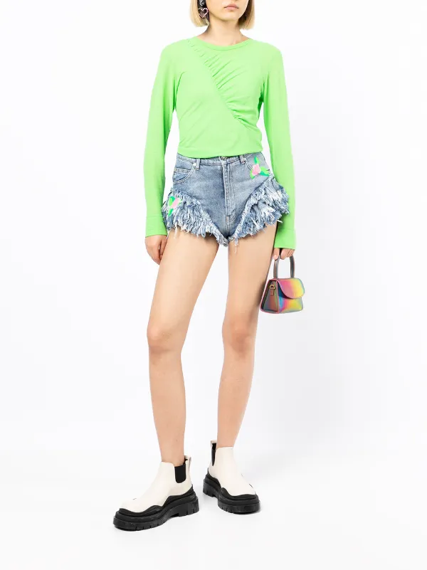 Natasha Zinko rose-print Frilled Denim 