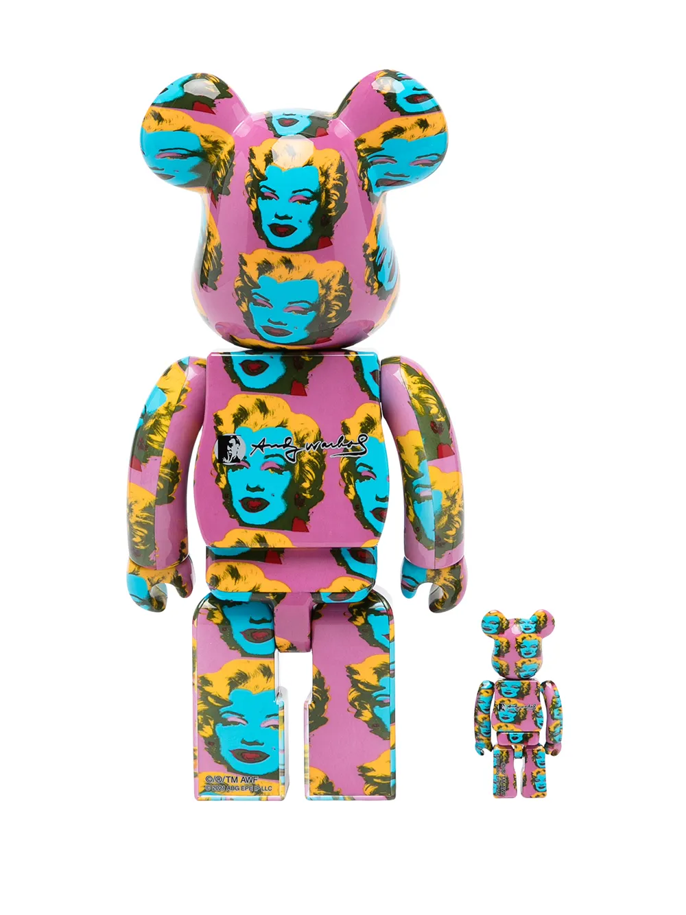 фото Medicom toy комплект из двух фигурок bearbrick andy warhol's marilyn monroe