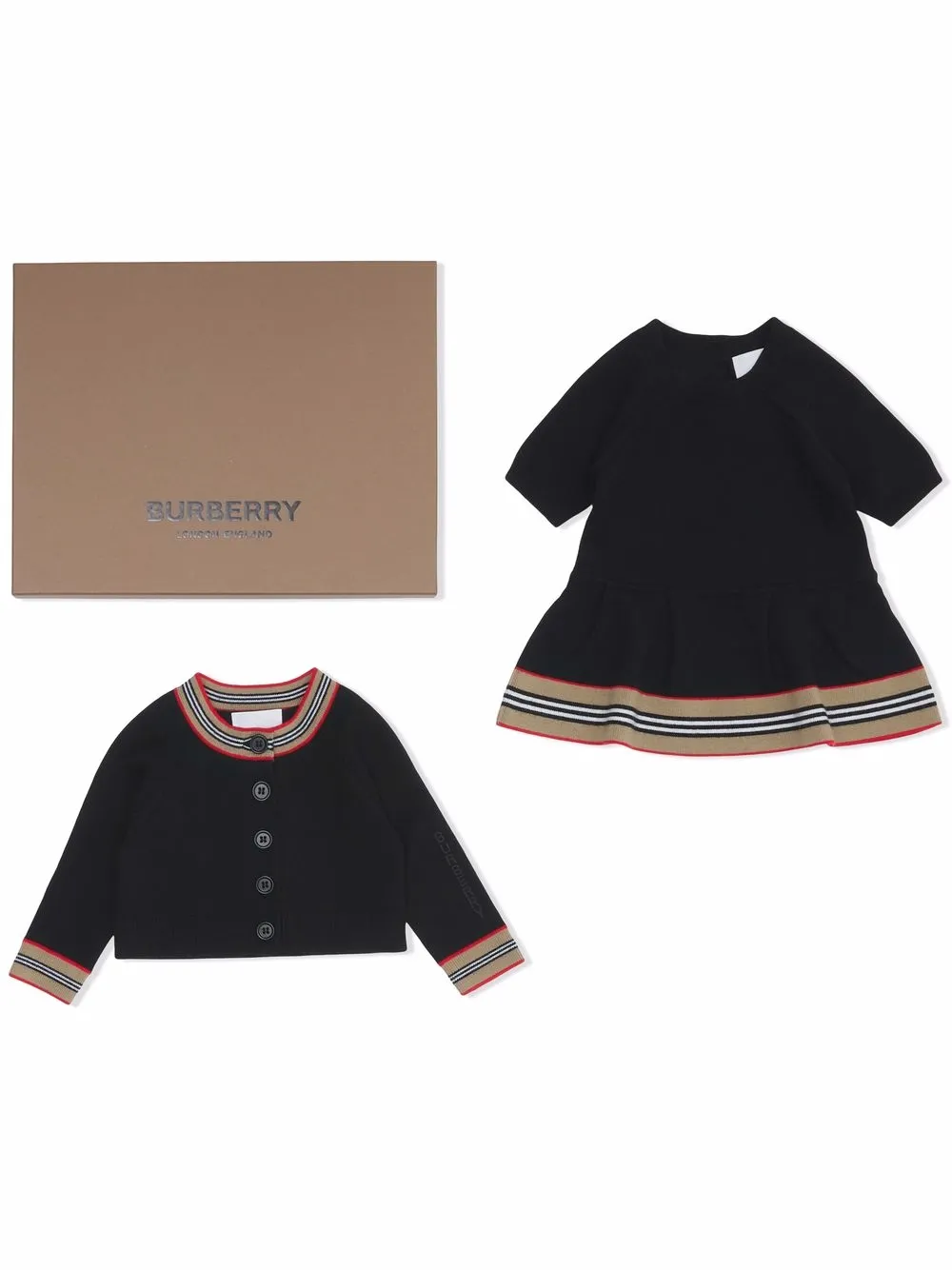 фото Burberry kids комплект из платья и кардигана в полоску icon stripe