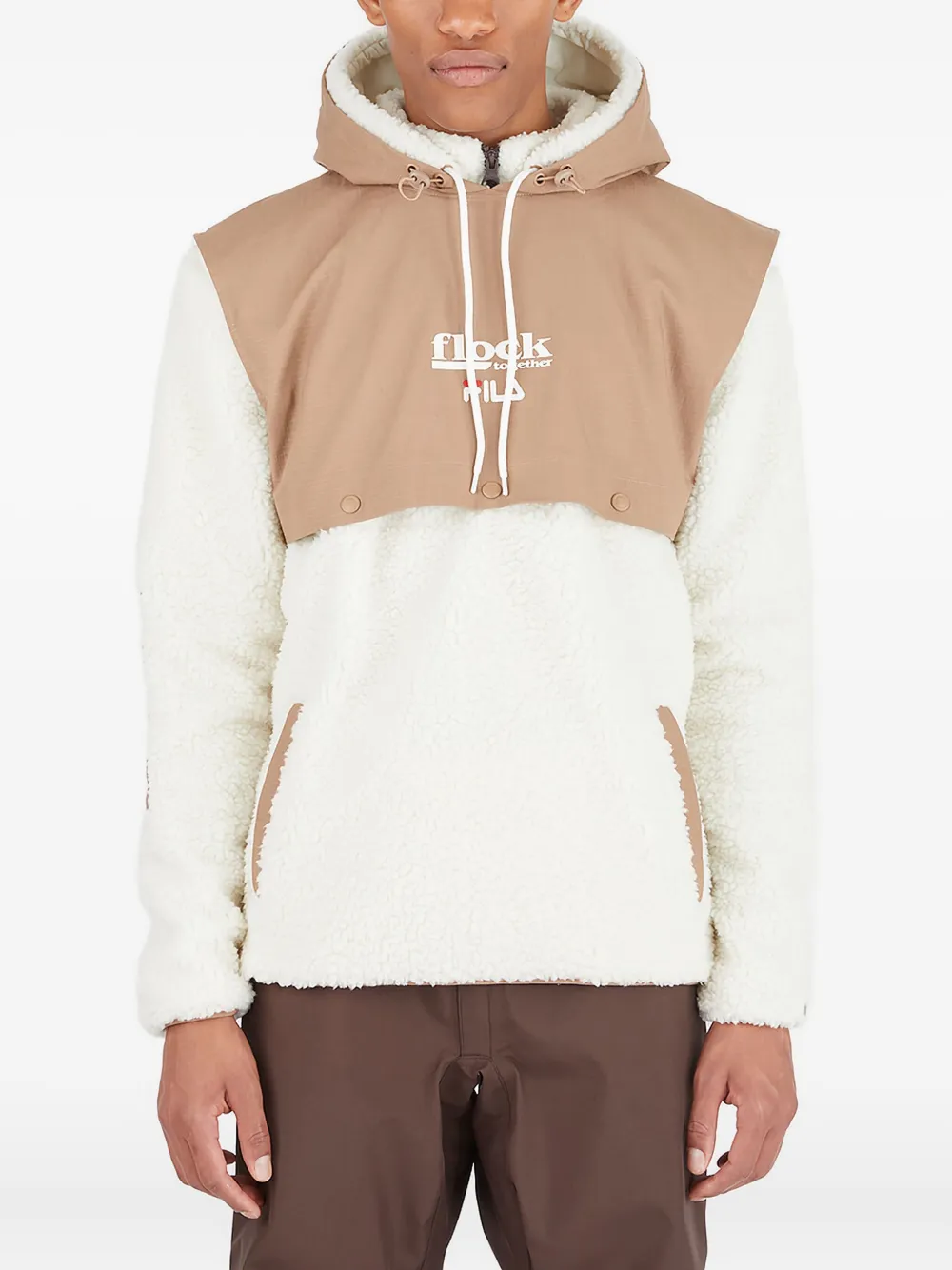 Fila fleece-paneled hoodie Beige