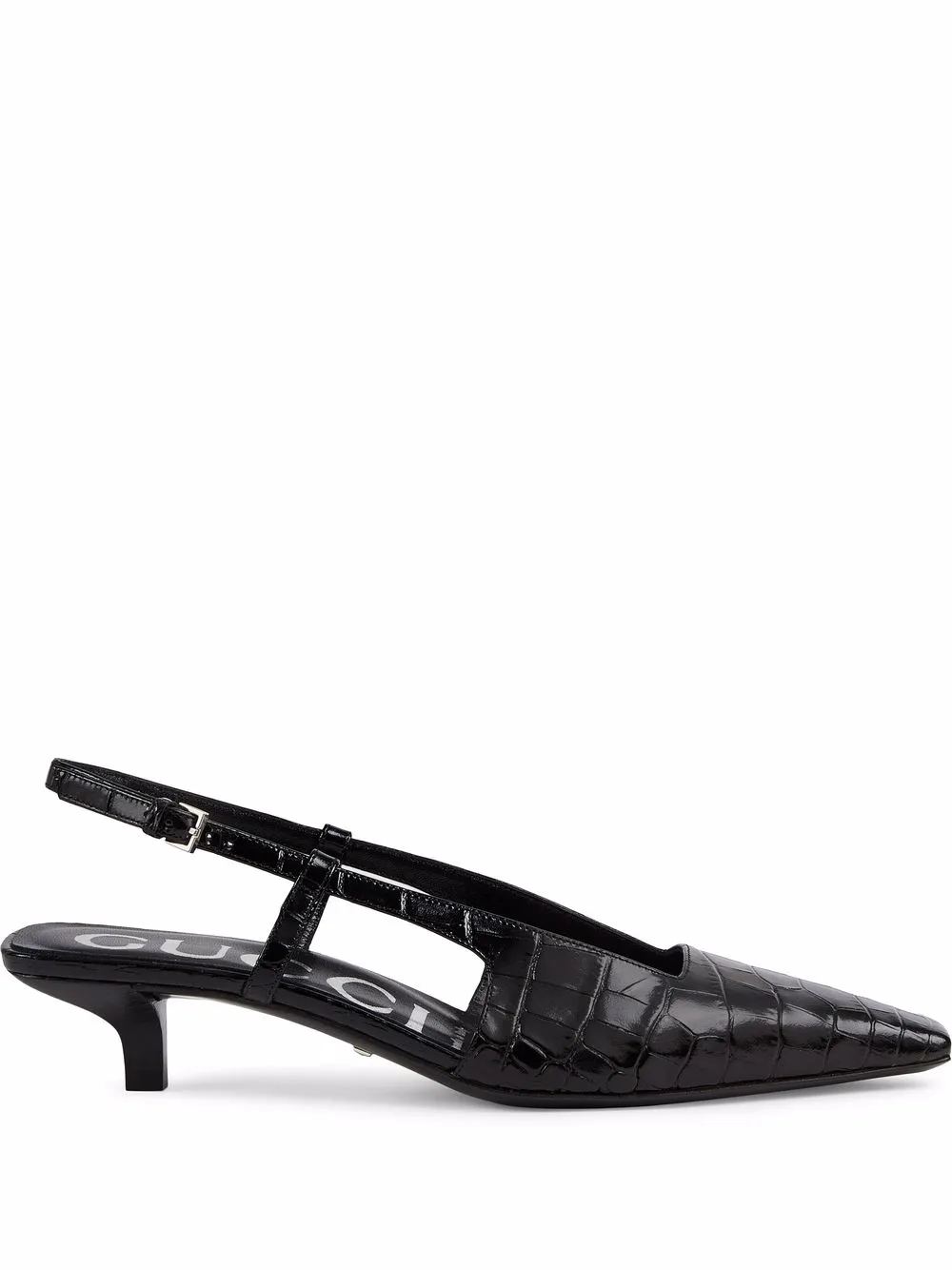 

Gucci 35mm crocodile-effect slingback pumps - Black