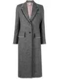 Thom Browne frayed trim single-breasted coat - Grey