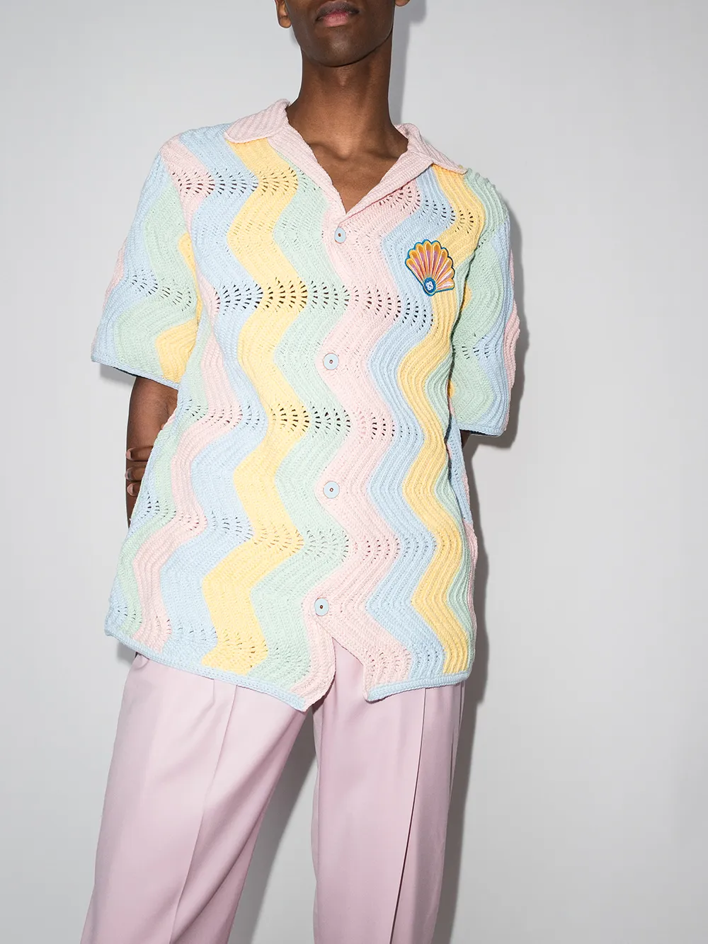 Image 2 of Casablanca Shell Wave crochet short-sleeve shirt