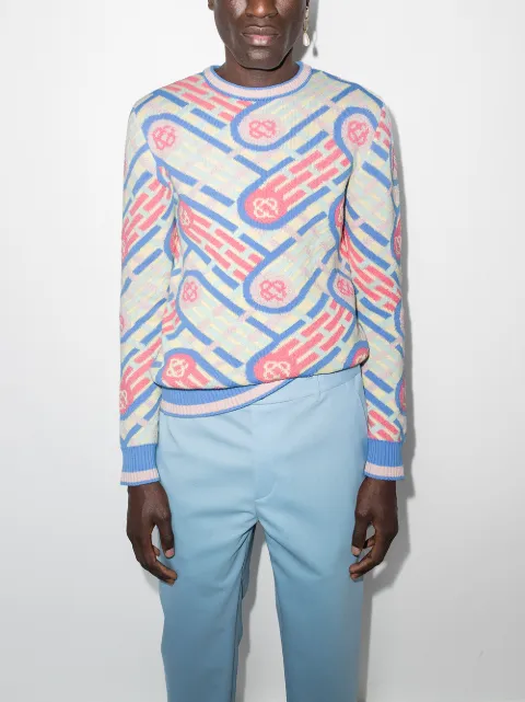 Casablanca Ping Pong monogram-pattern Jumper - Farfetch Casablanca Ping Pong monogram-pattern Jumper - Farfetch