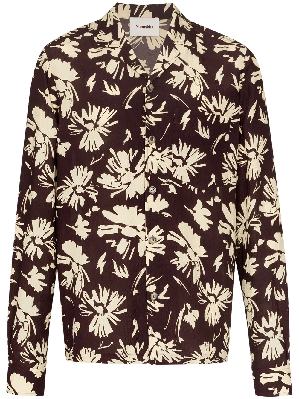 

Nanushka Neesh floral-print silk shirt - Neutrals