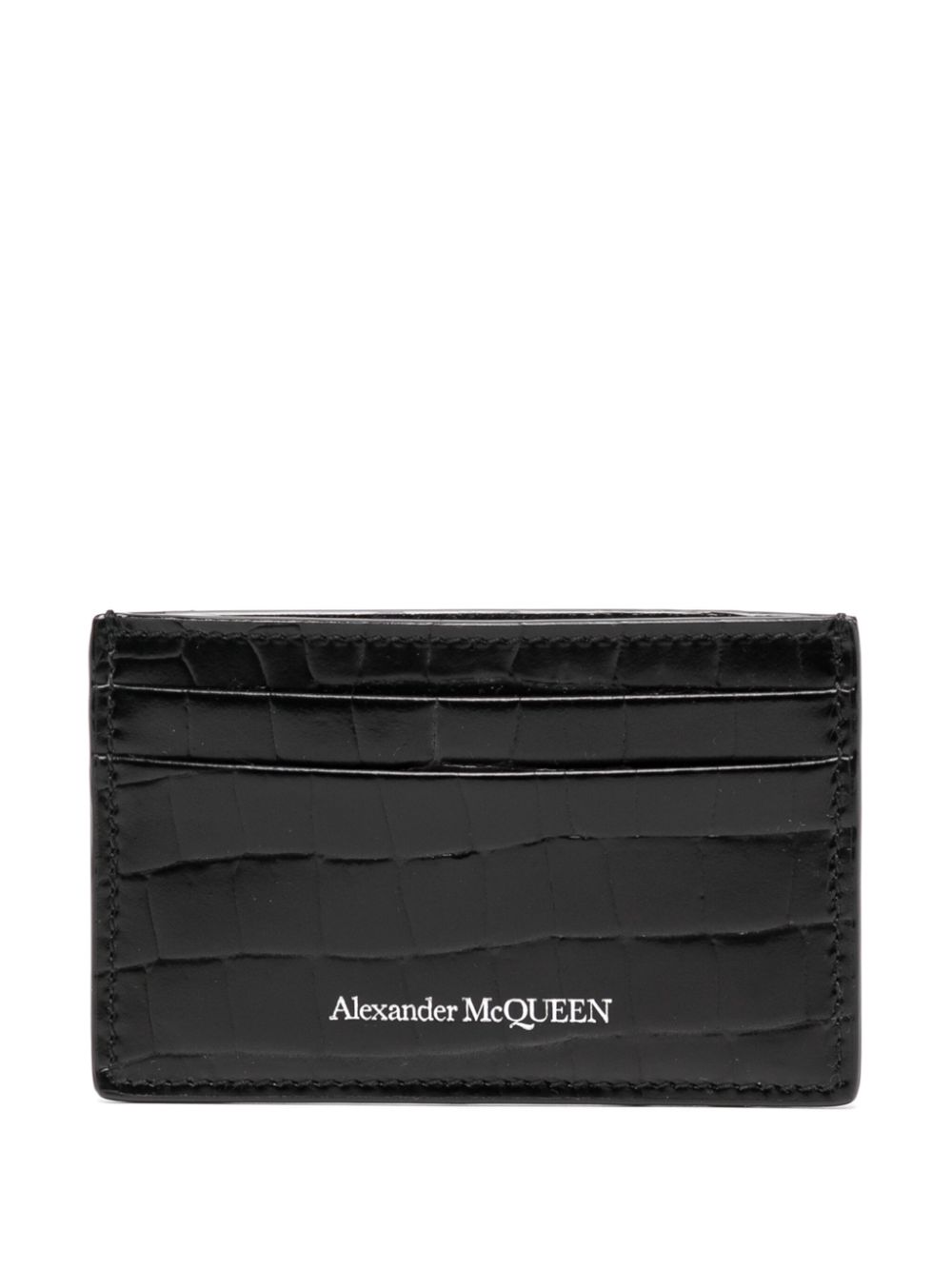 crocodile-effect leather cardholder