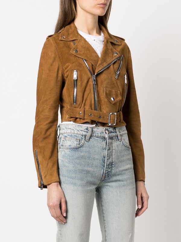 cropped brown suede jacket