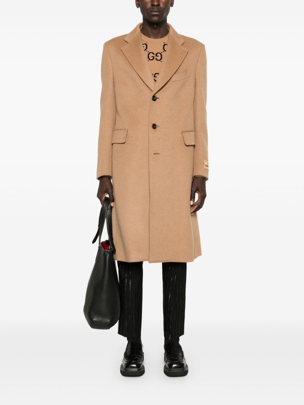 Gucci logo-patch coat - Neutrals