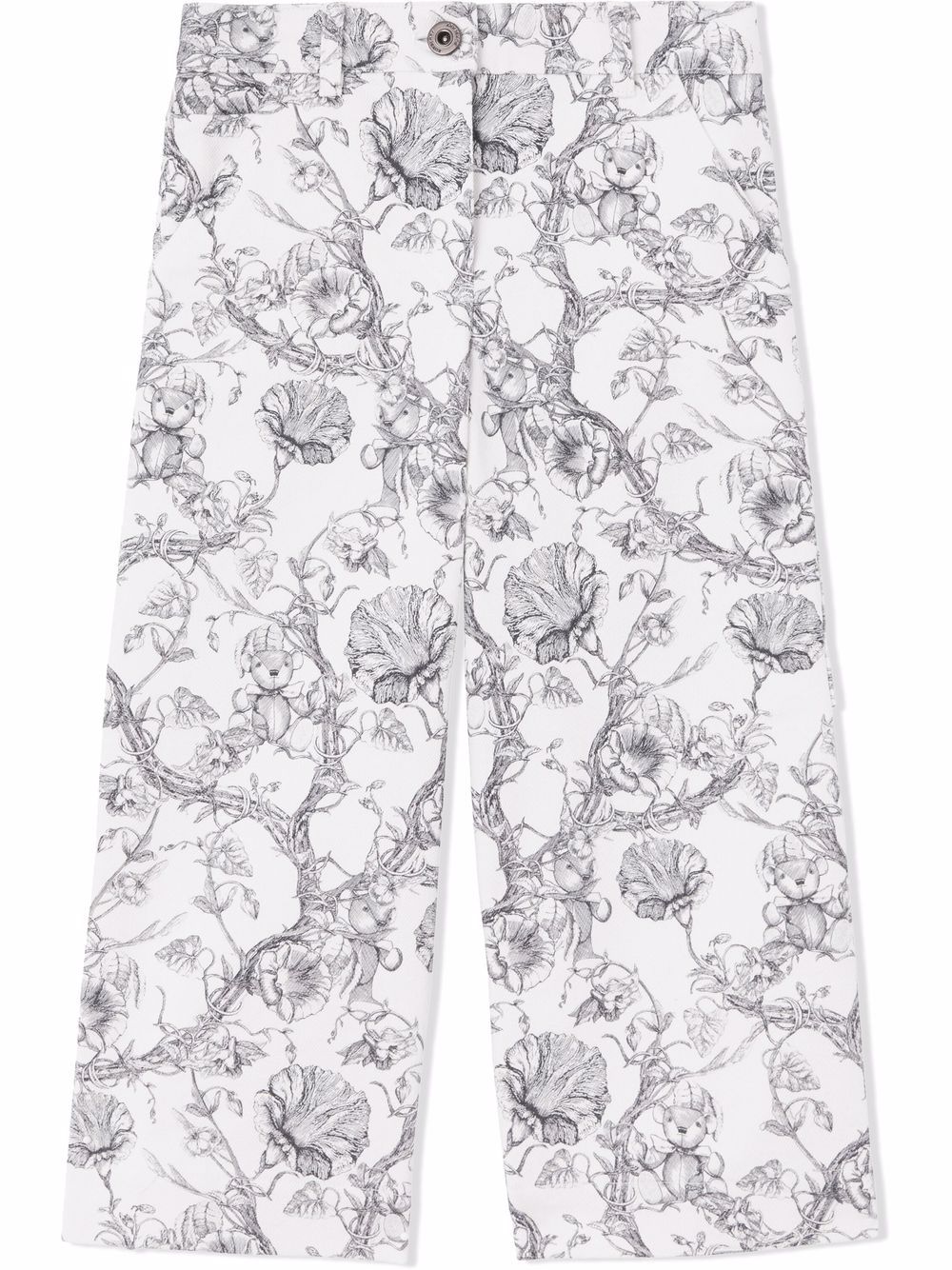 фото Burberry kids брюки из денима с цветочным принтом