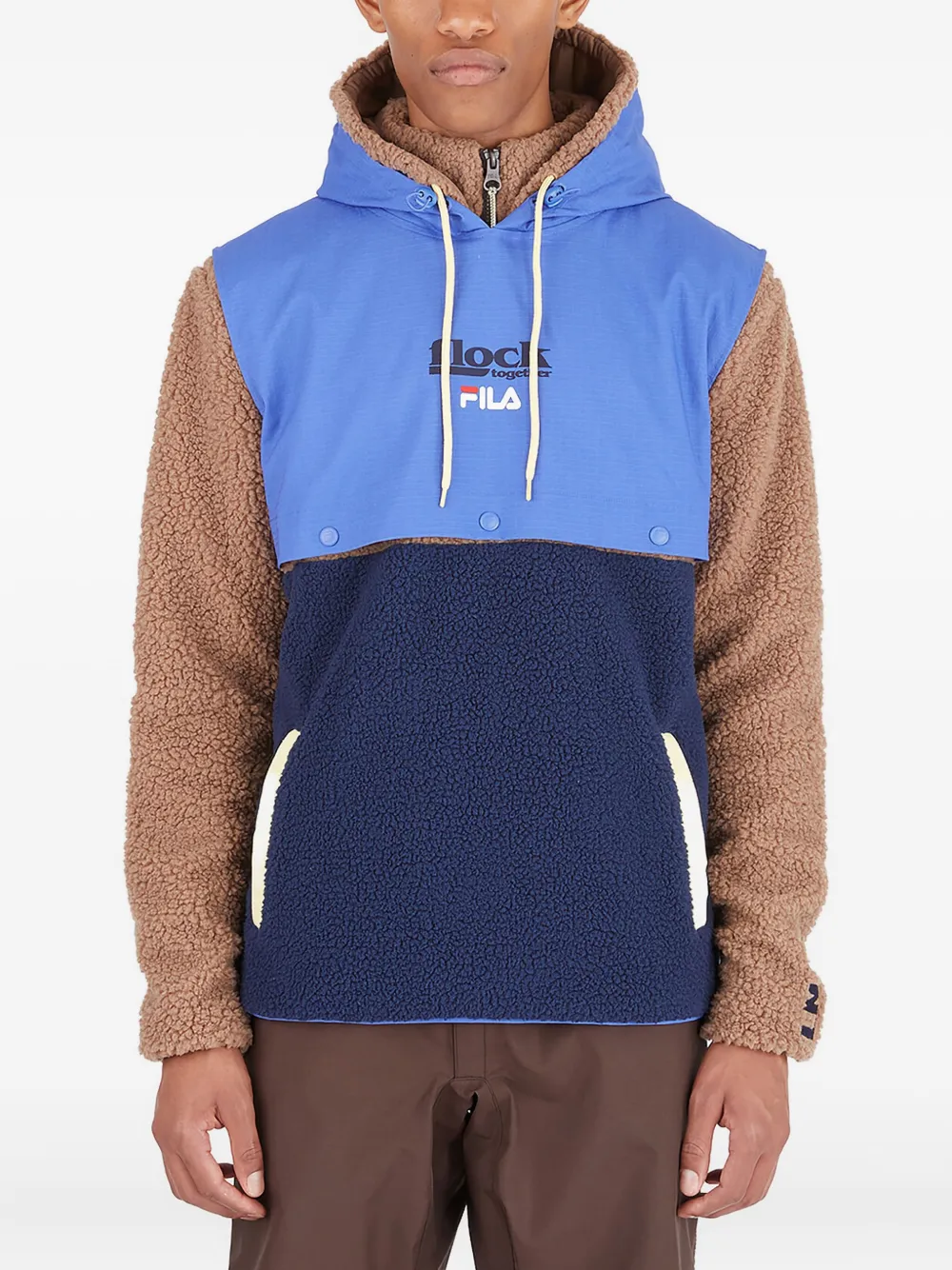 Fila hooded fleece panelled hoodie Blauw