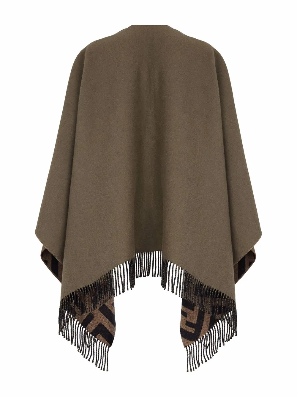 фото Fendi пончо с бахромой и логотипом ff