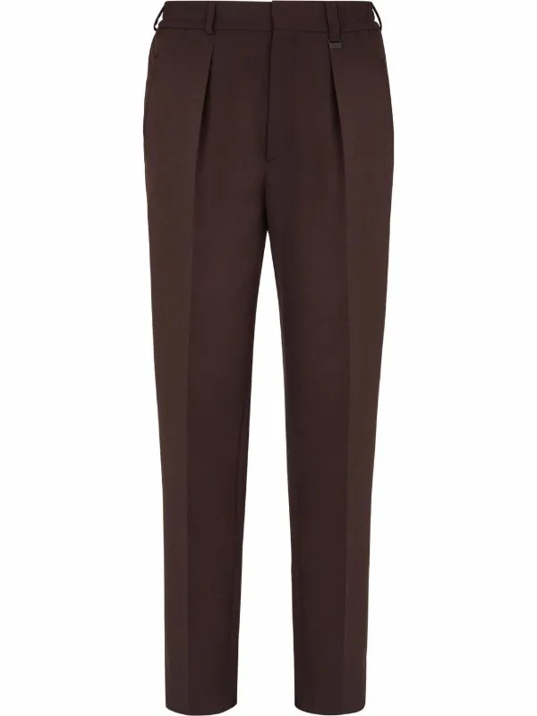 Shop Fendi pleated tapered trousers 