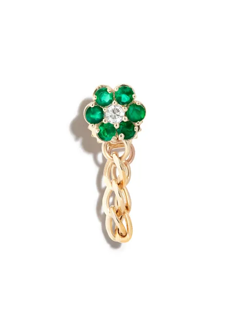 Loren Stewart 14kt yellow gold Flower Power agate chain stud earring
