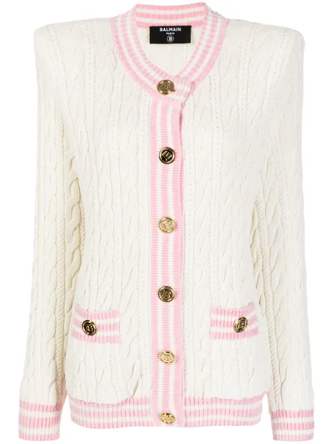 Balmain cable-knit buttoned-up cardigan