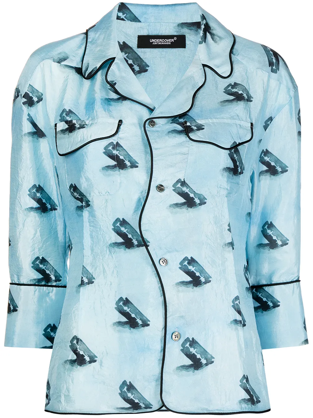 

Undercover Blade-print silk shirt - Blue