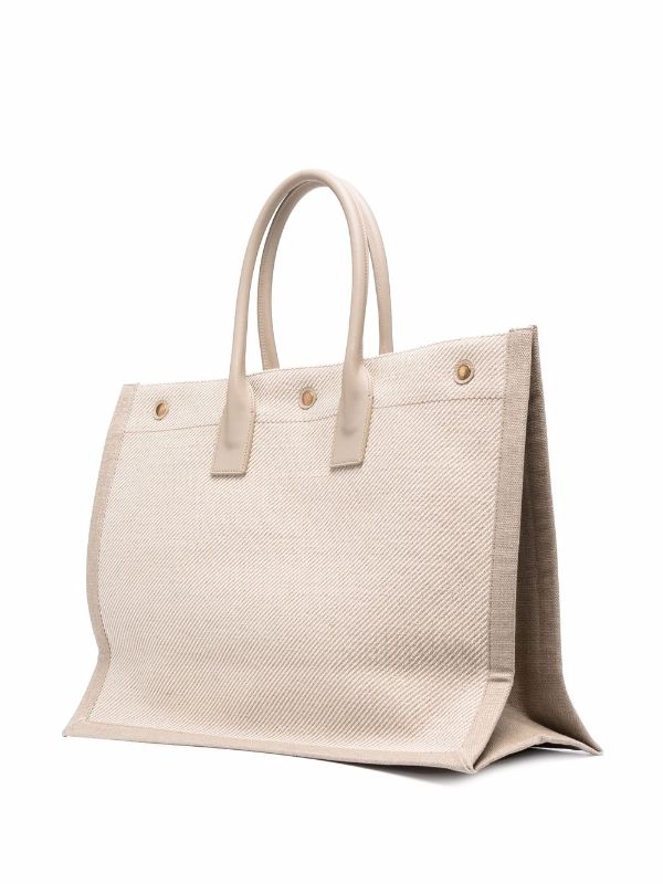 Saint Laurent Rive Gauche Tote Bag Small Neutrals in Fabric with