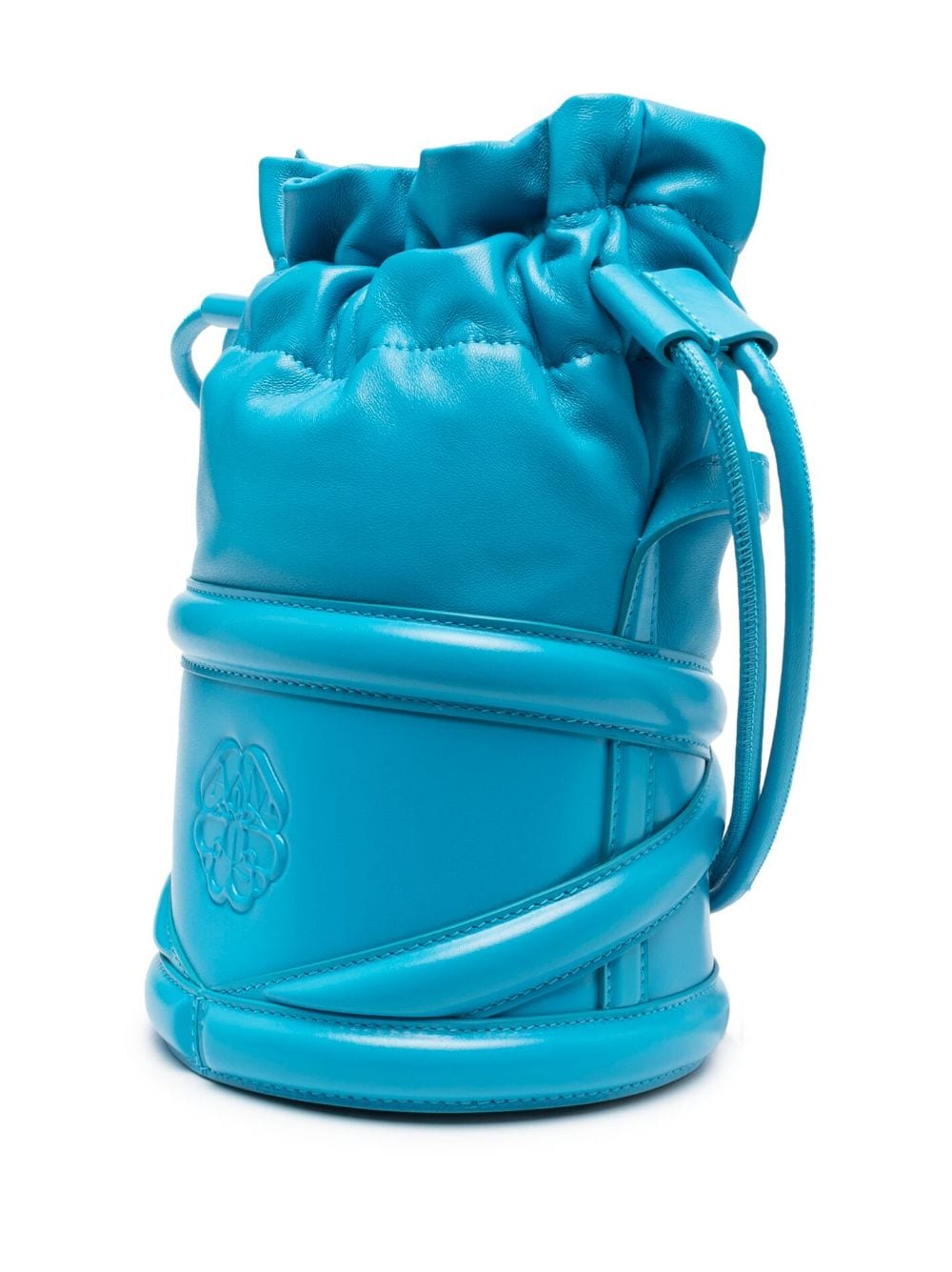 Shop Alexander Mcqueen Soft-curve Bucket Bag In Blue