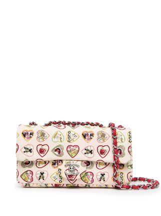 Chanel Valentine Hearts Printed Canvas Small Flap Bag