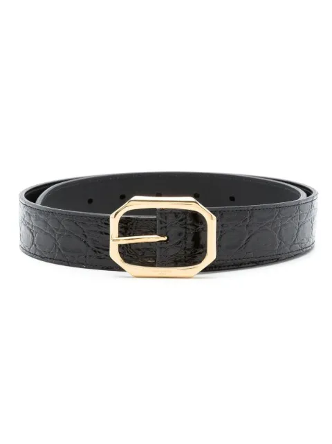 Saint Laurent Cinto com logo gravado na fivela